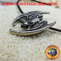Bat pendant with head down silver