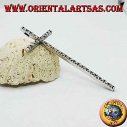 Pendentif en argent rhodié avec grande croix et zircons incrustés