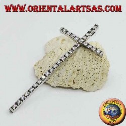 Colgante de plata chapada en rodio con cruz grande y circonitas incrustadas