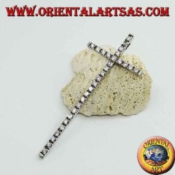 Pendentif en argent rhodié avec grande croix et zircons incrustés