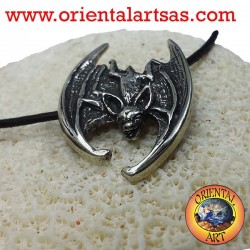 Bat pendant with head down silver
