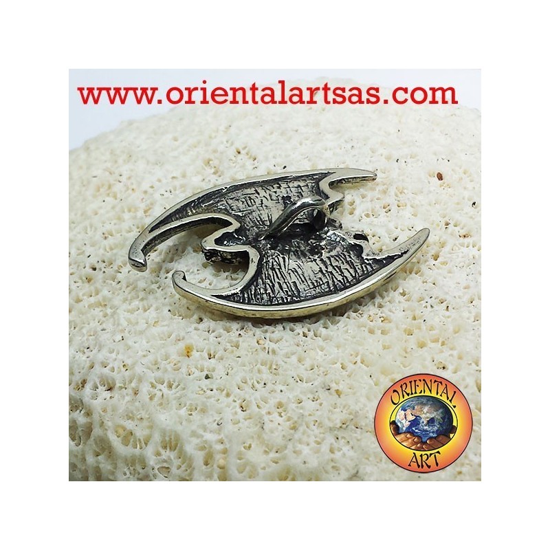 Bat pendant with head down silver