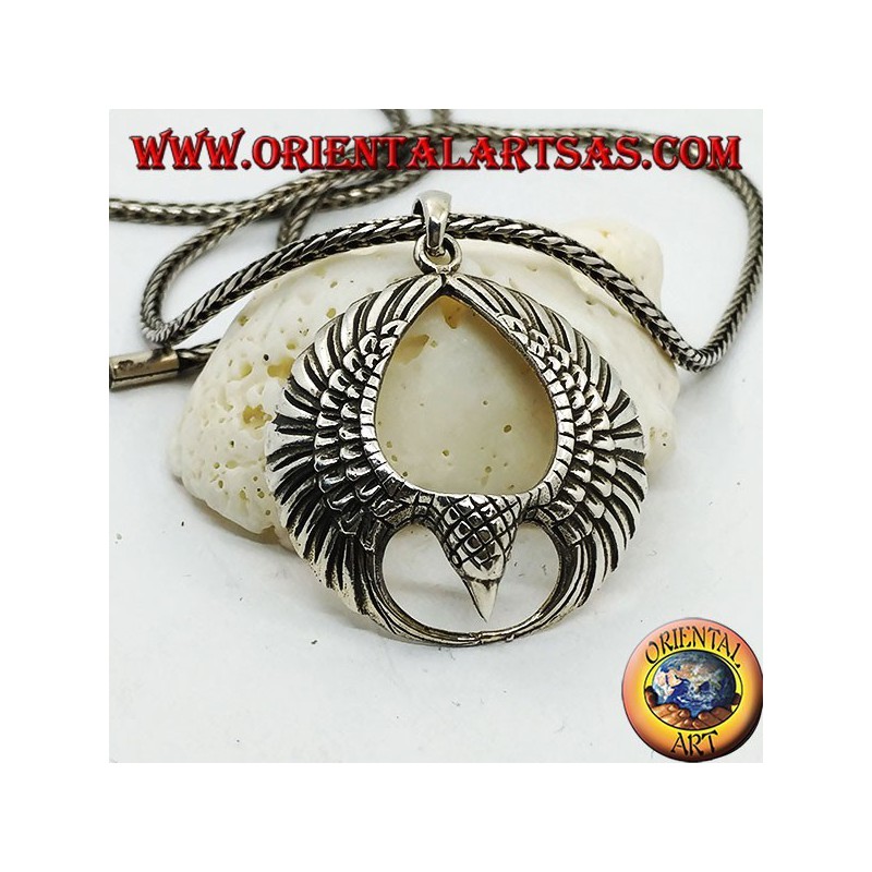 Ciondolo in argento aquila in volo con le ali aperte a cerchio