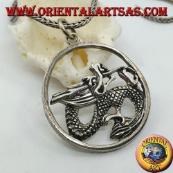 Pendentif dragon en argent dans le cercle (grand)