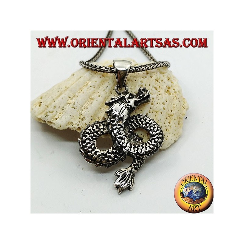 Silberner Drachenanhänger unendlich gewebt