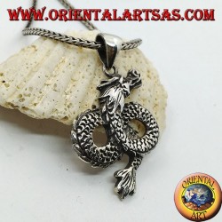 Silver dragon pendant infinitely woven