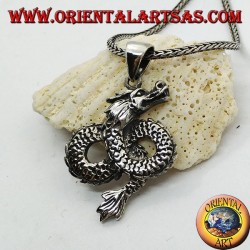 Pendentif dragon d'argent tissé à l'infini