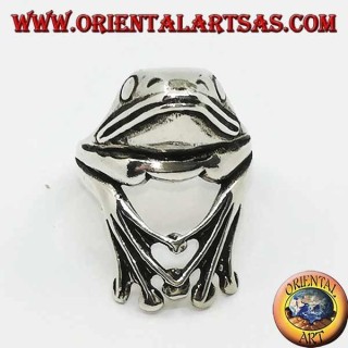Anillo de plata con forma de rana aferrada