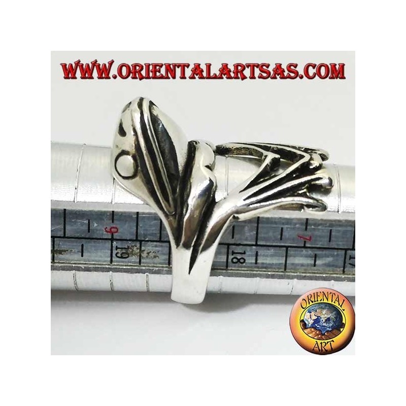 Anello in argento a forma di rana aggrappata