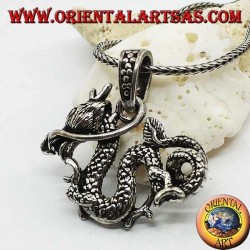 Three-dimensional dragon silver pendant