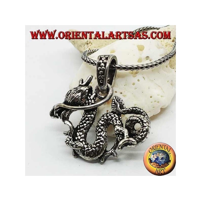 Colgante tridimensional dragón plata