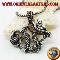 Colgante tridimensional dragón plata