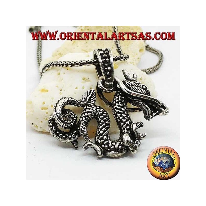 Pendentif en argent dragon tridimensionnel