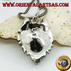 Colgante grande con cabeza de lobo plateado
