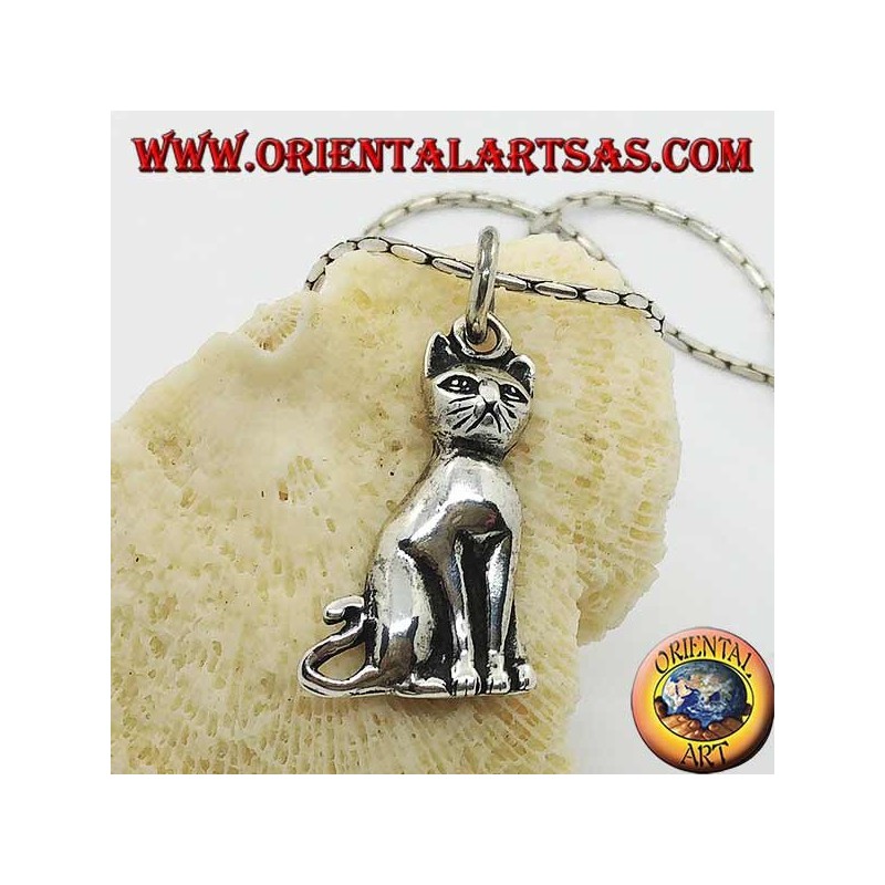 Pendentif argent chat posant