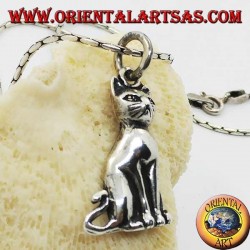 Pendentif argent chat posant