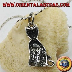 Pendentif argent chat posant