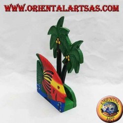 Hawaiian style letter / napkin holder with fish in balsa wood (red, yellow)