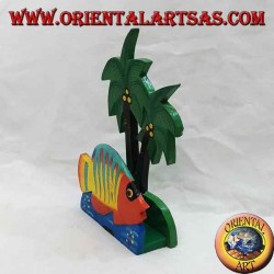 Hawaiian style letter / napkin holder with fish in balsa wood (orange, yellow)