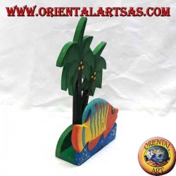 Hawaiian style letter / napkin holder with fish in balsa wood (orange, yellow)