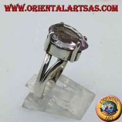 Glatter Silberring mit natürlichem tropfenförmigem Amethyst