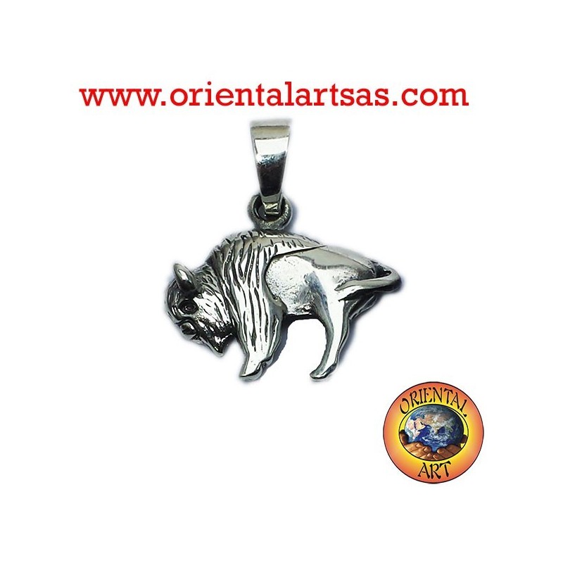 Pendentif bison américain en argent