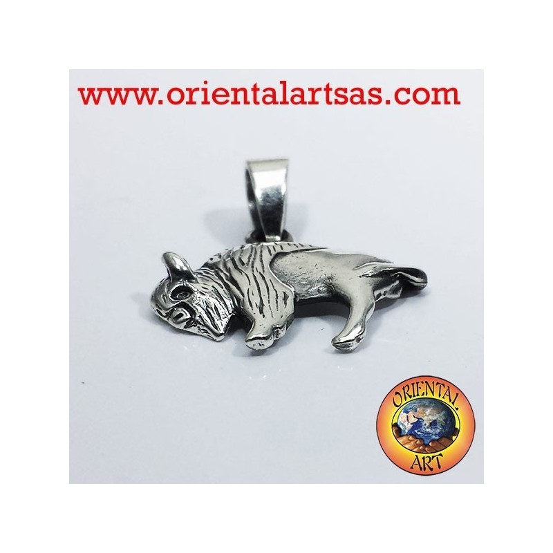 Colgante de bisonte americano en plata