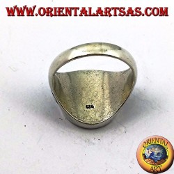 Bague en argent lisse avec sceau en croix templier et croix sur les côtés