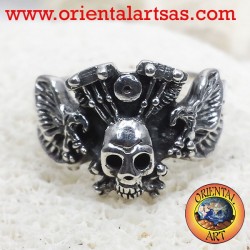 anneau crâne avec moteur aigle Harley Davidson