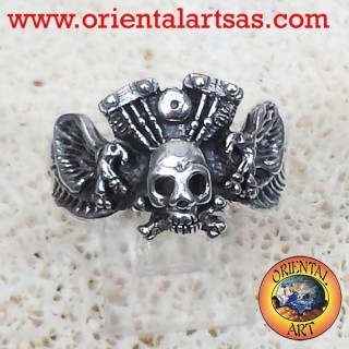 skull ring with eagle engine Harley Davidson