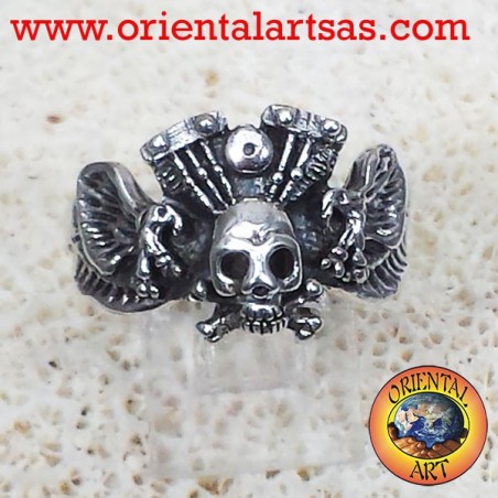 skull ring with eagle engine Harley Davidson