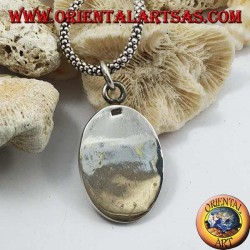 Pendentif en argent ovale lisse, yin yang tao avec nacre