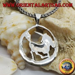 Colgante de plata unicornio en circulo