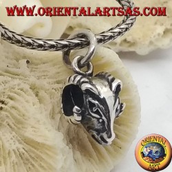Silver pendant perforated Aries head (small)