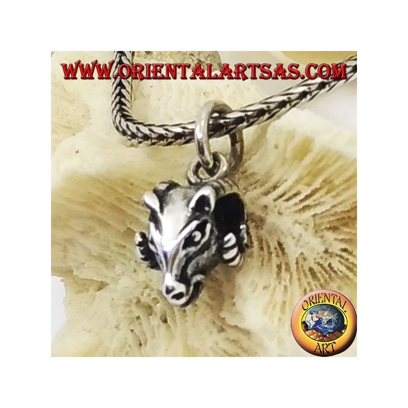 Silver pendant perforated Aries head (small)
