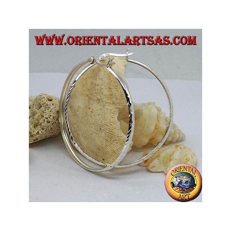  Orecchini in argento a cerchio diamantato da 50 mm.