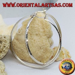 Pendientes de plata con círculo de diamantes de 50 mm.