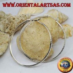 Boucles d'oreilles cercle diamant 50 mm argent.