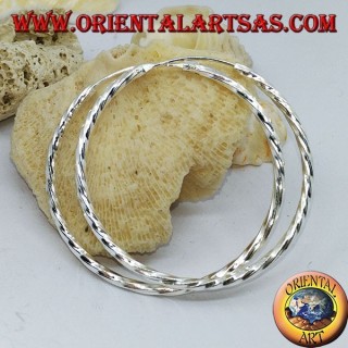 Pendientes de plata de círculo retorcido de 45 mm. en diámetro ⌀