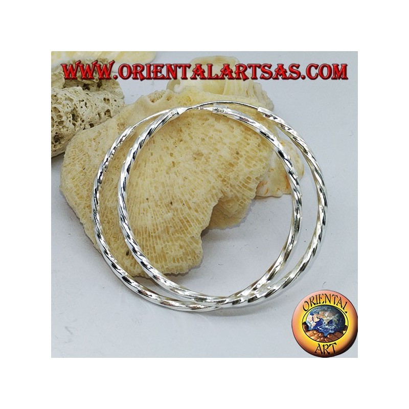 45 mm twisted circle silver earrings. in diameter ⌀