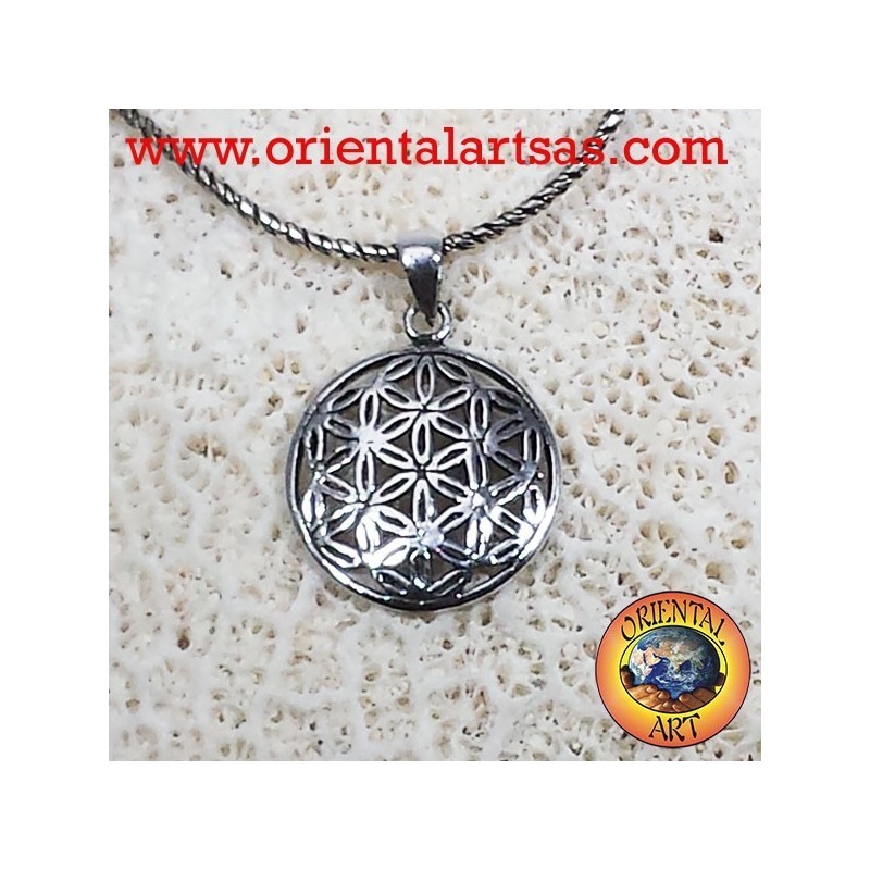 Flor de plata colgante de la vida (flor de seis pétalos)