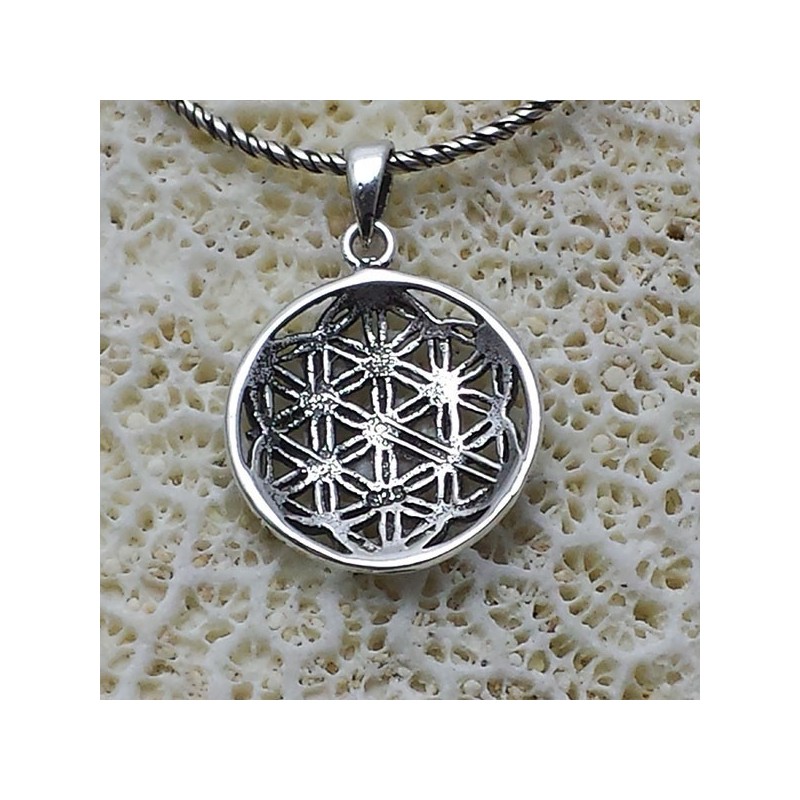 Flor de plata colgante de la vida (flor de seis pétalos)