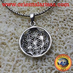 Flor de plata colgante de la vida (flor de seis pétalos)