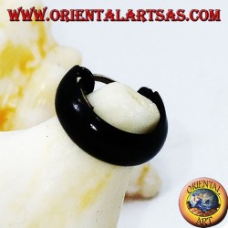 Pendientes de plata con círculo redondo esmaltado negro de 10 x 4 mm.