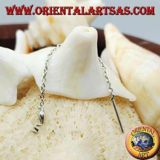 Silver chain earrings with 6 cm snake
