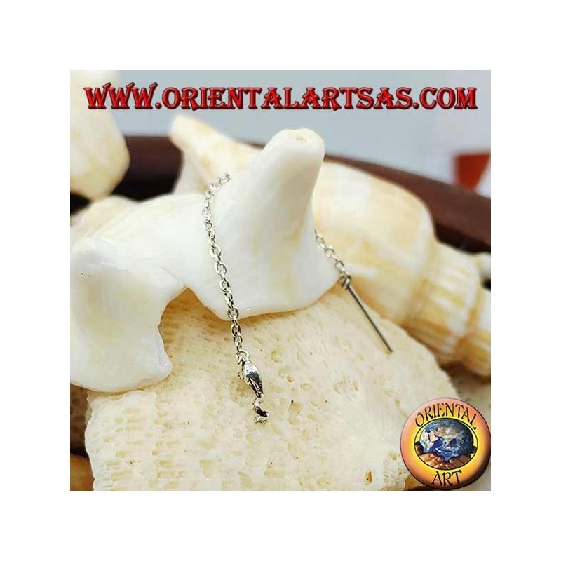 Pendientes de cadena de plata con serpiente de 6 cm.