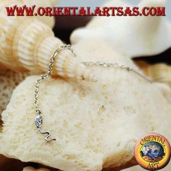 Pendientes de cadena de plata con serpiente de 6 cm.