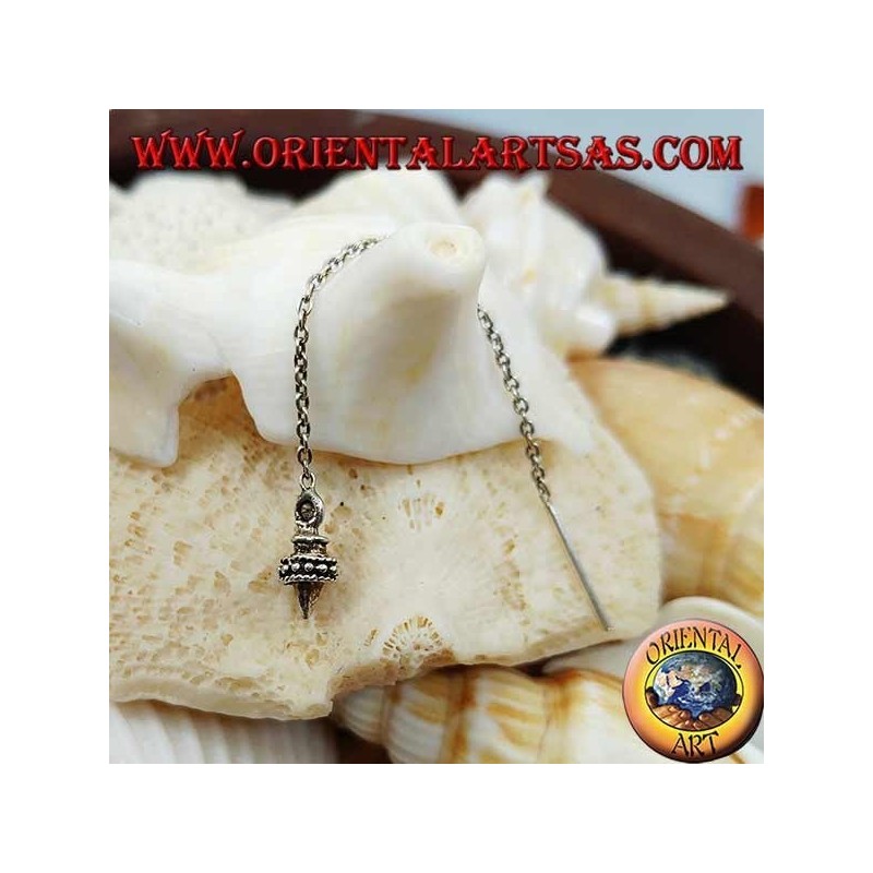 Silver chain earrings with croissant and 6 cm ring