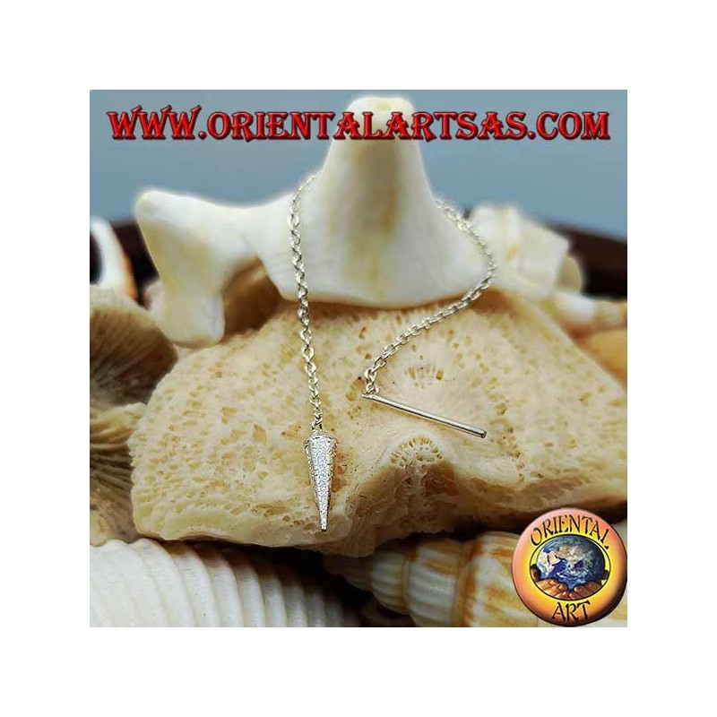 Orecchini in argento a catenina con cornetto da 6 cm