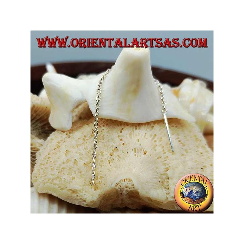 Boucles d'oreilles chaîne en argent avec hélice d'ADN de 6 cm